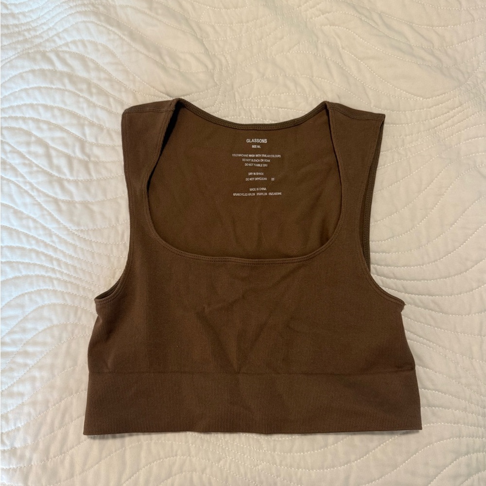 Glassons Chocolate Cropped Brown Tank Top